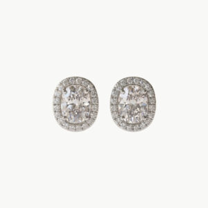 Diamond Elongated Cushion Halo Studs