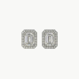Diamond Emerald Halo Studs