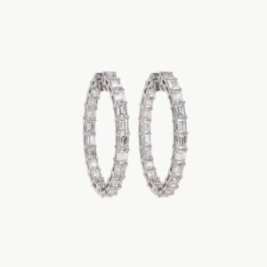 Diamond Emerald Hoop Earrings