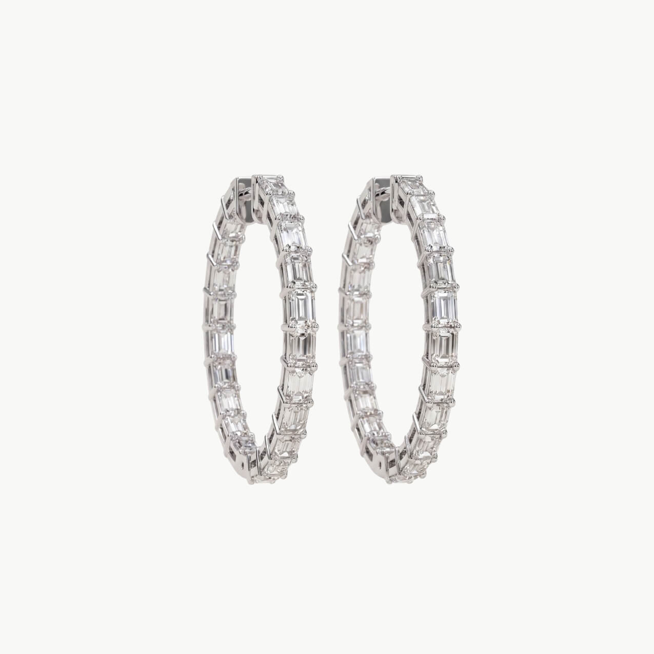 Diamond Emerald Hoop Earrings