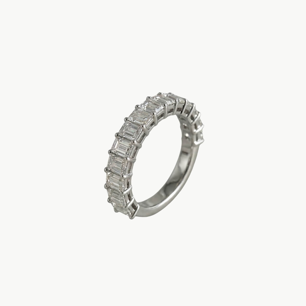 Diamond Emerald Partial Eternity Ring - Image 2