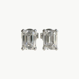 Diamond Emerald Solitaire Studs