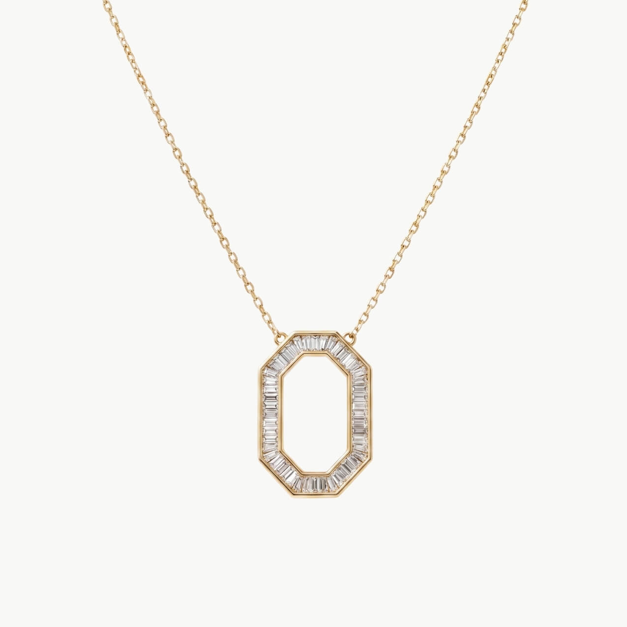 Diamond Octagon Pendant with Diamond Baguttes