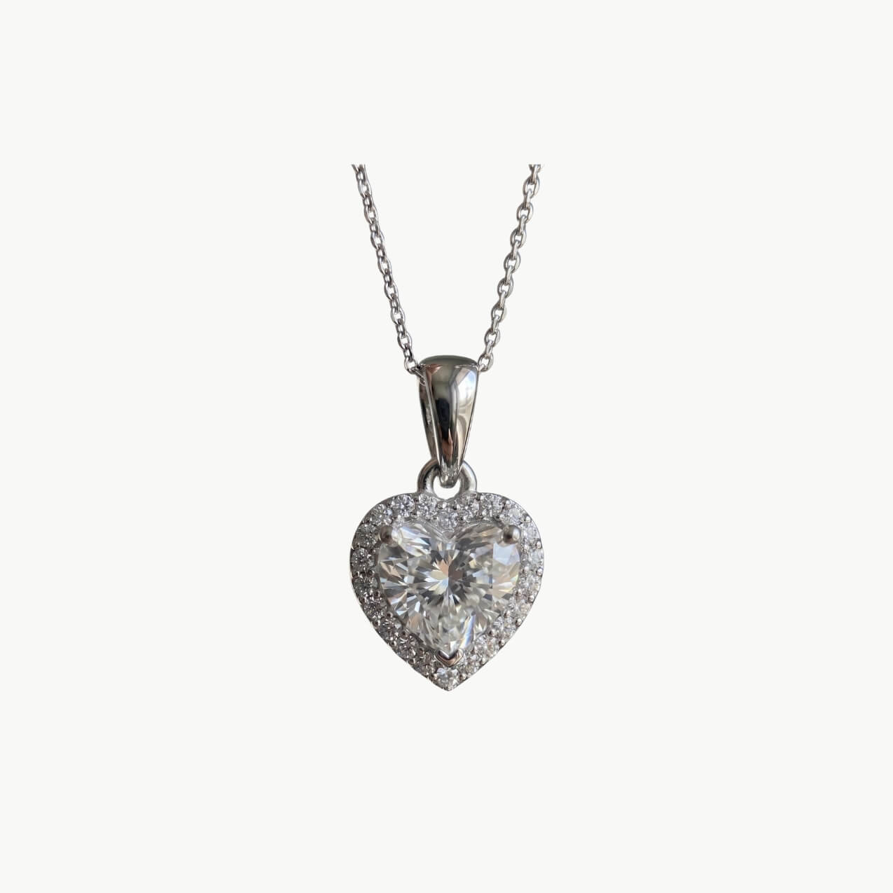 Diamond Heart Halo Pendant