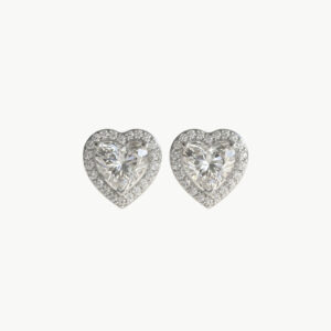 Diamond Heart Halo Studs