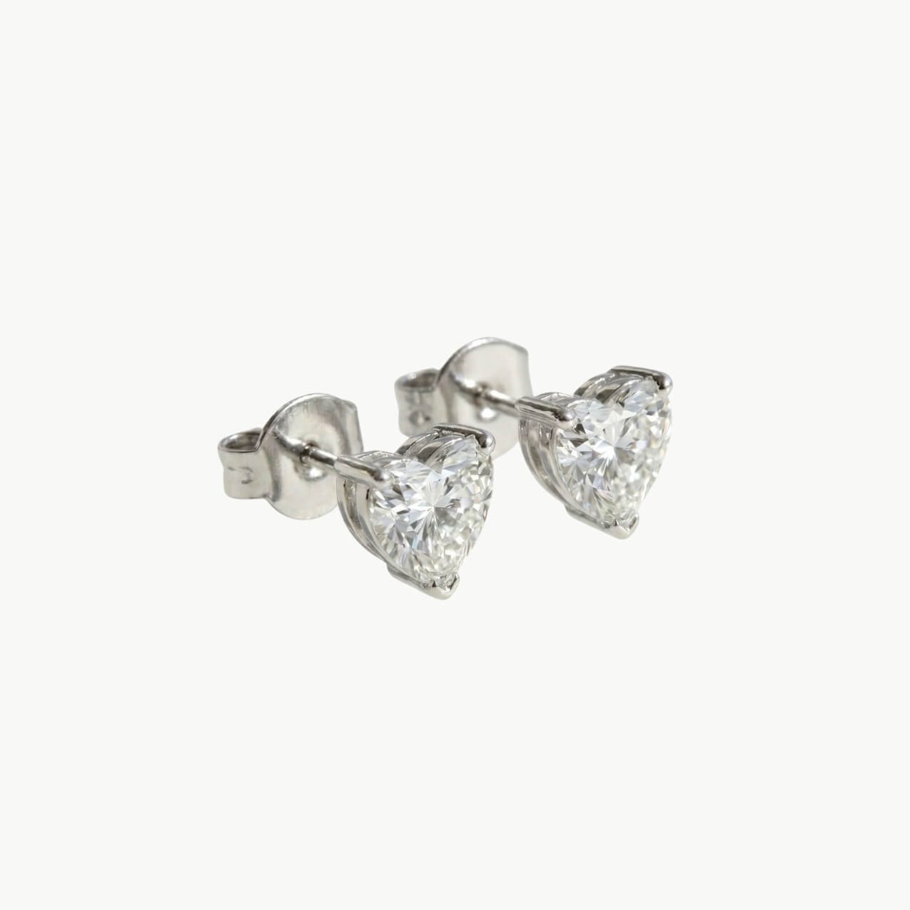 Diamond Heart Solitaire Studs - Image 2