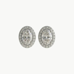 Diamond Oval Halo Studs