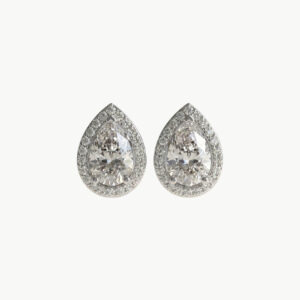 Diamond Pear Halo Studs