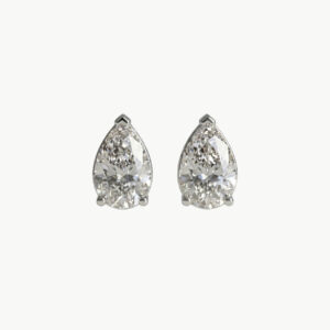 Diamond Pear Solitaire Studs