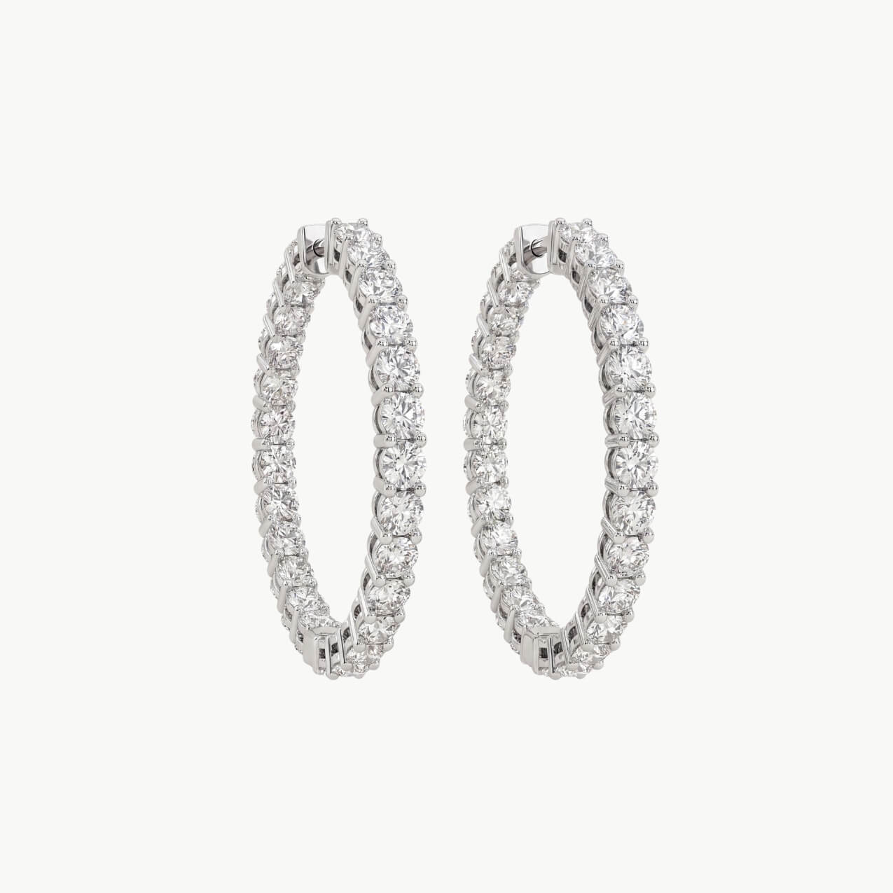 Diamond Round Hoop Earrings