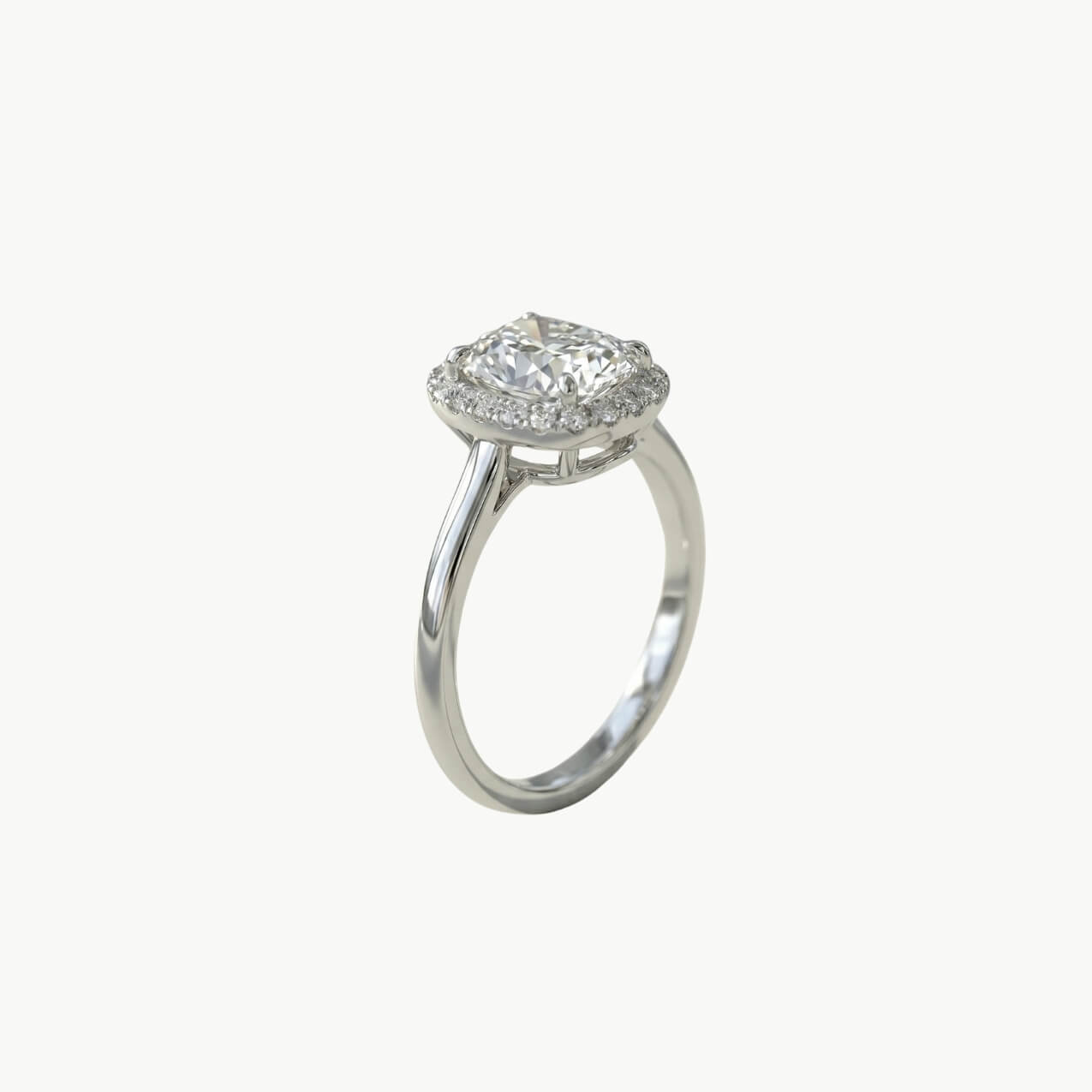 Diamond Elongated Cushion Solitaire Engagement Ring - Platinum - Image 2