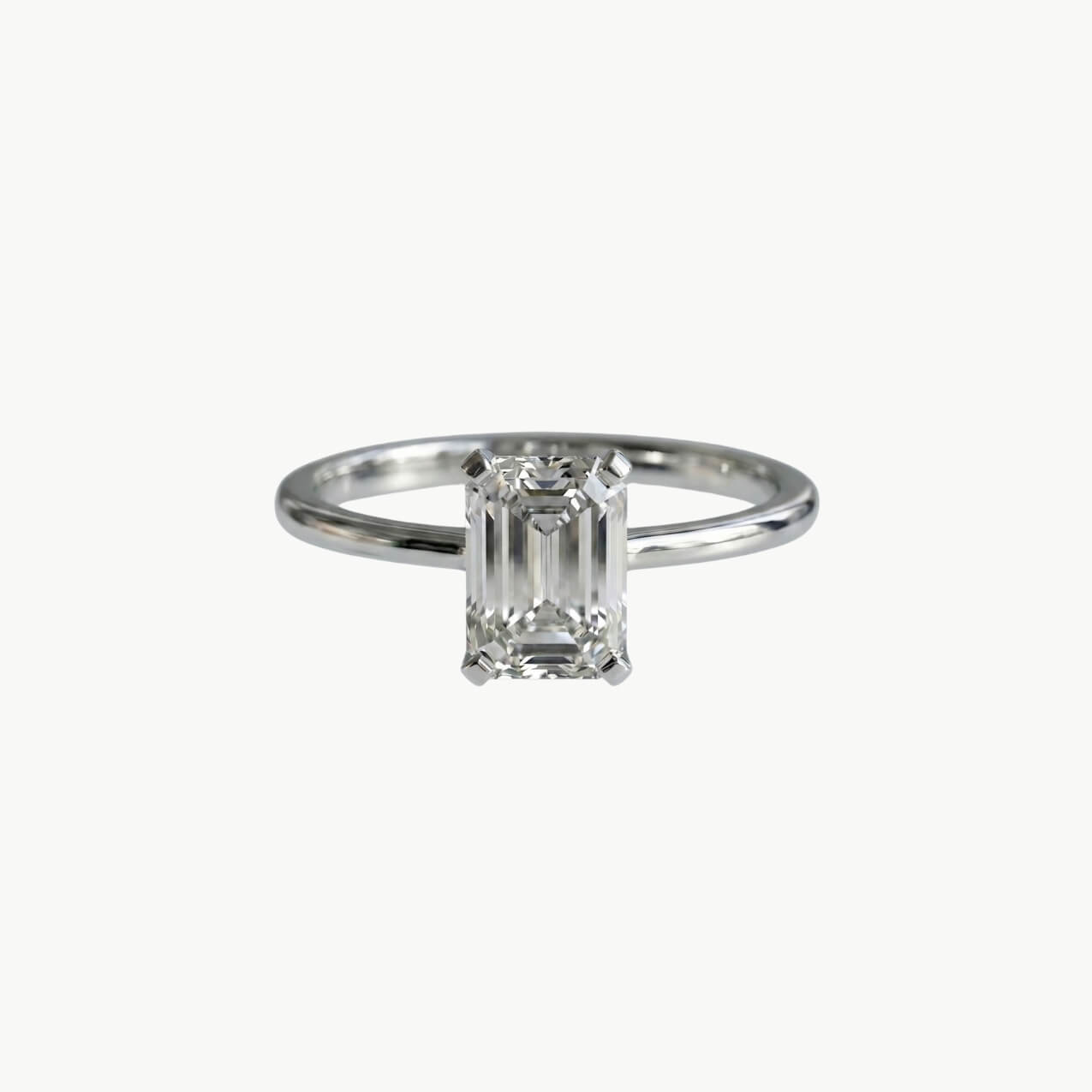 Diamond Emerald Solitaire Engagement Ring - Yellow Gold