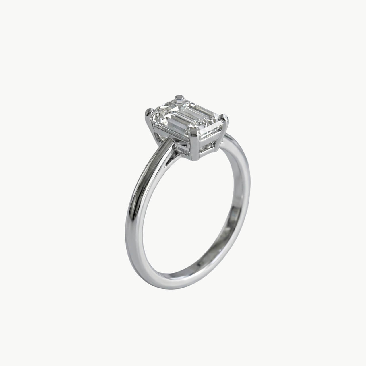 Diamond Emerald Solitaire Engagement Ring - Yellow Gold - Image 2