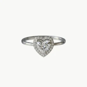 Diamond Heart Halo Engagement Ring - White Gold