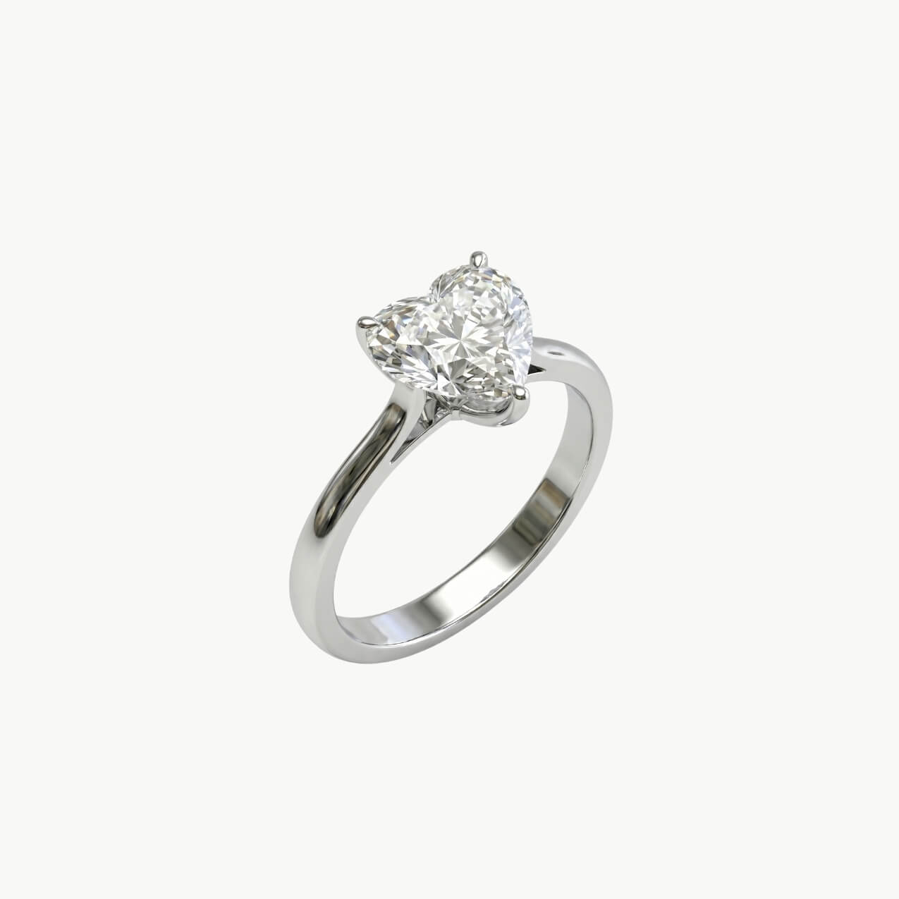 Diamond Heart Solitaire Engagement Ring - Platinum - Image 2