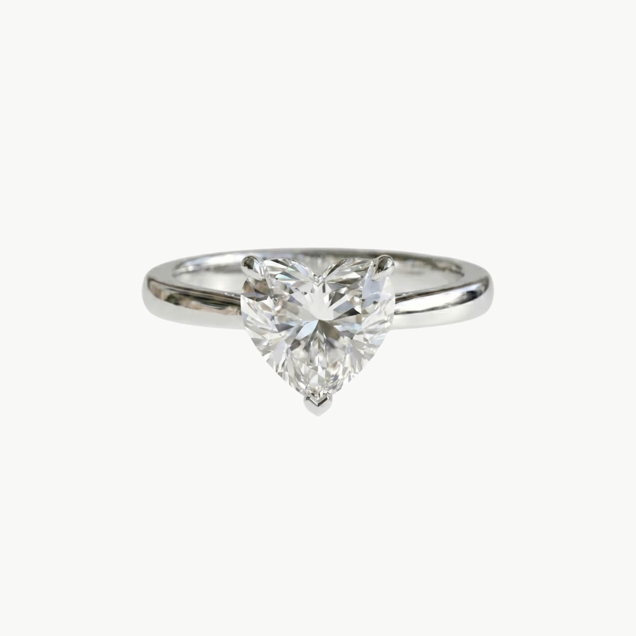 Diamond Heart Solitaire Engagement Ring - Platinum