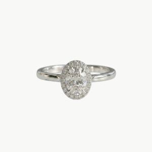 Diamond Oval Halo Engagement Ring - Platinum