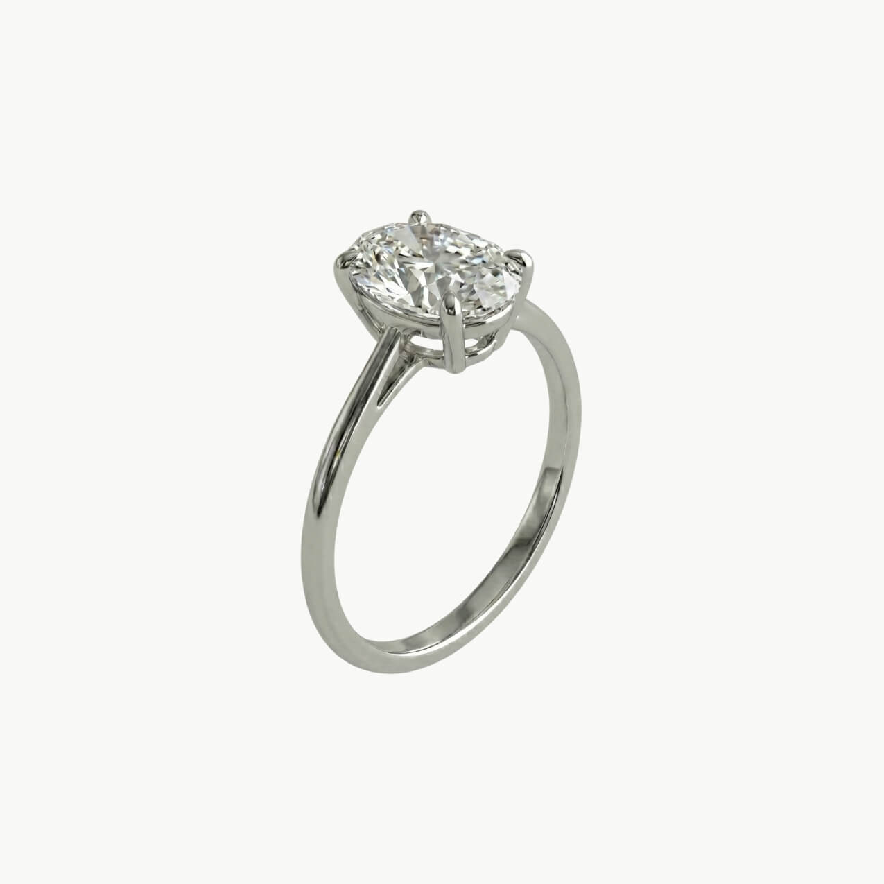 Diamond Oval Solitaire Engagement Ring - Platinum - Image 2