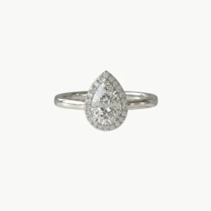 Diamond Pear Halo Engagement Ring - Platinum