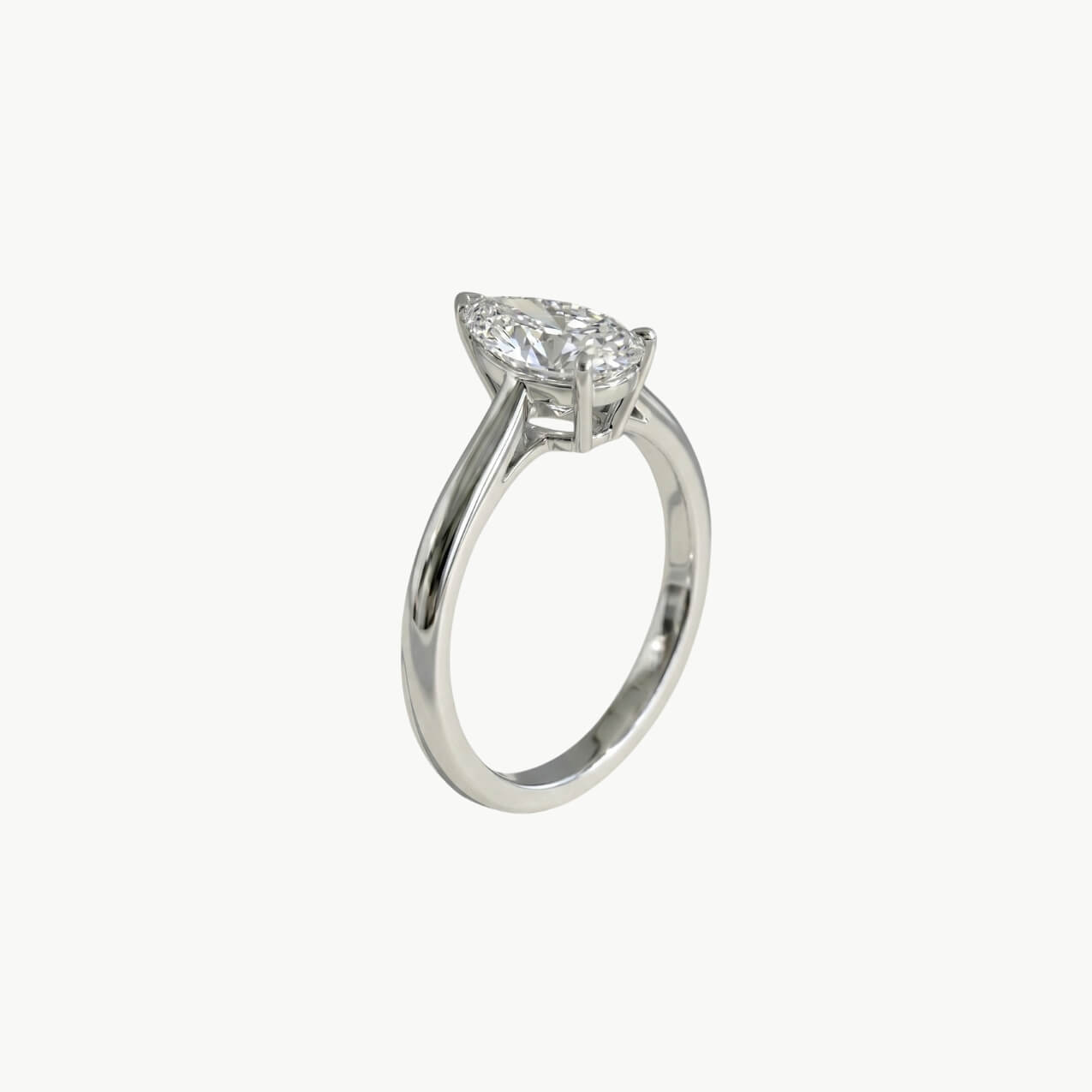 Diamond Pear Solitaire Engagement RIng - White Gold - Image 2