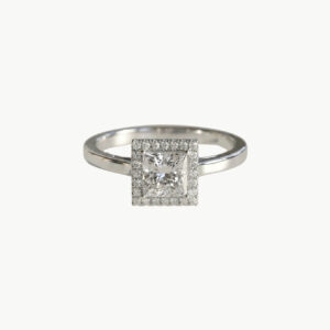Diamond Princess Halo Engagement Ring - Yellow Gold