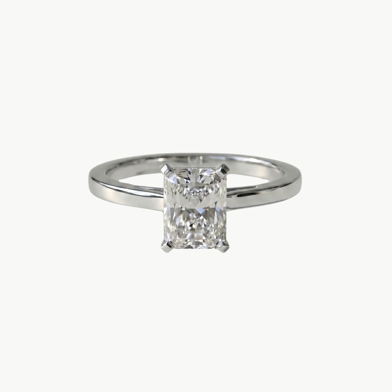 Diamond Elongated Radiant Solitaire Engagement Ring