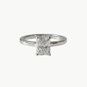Diamond Square Radiant Solitaire Engagement Ring - Platinum