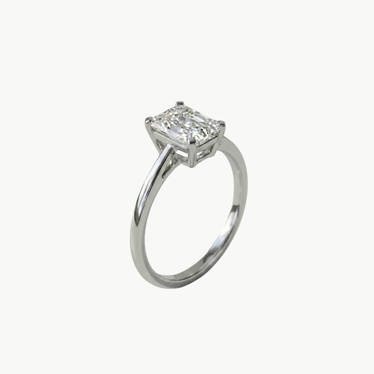 Diamond Square Radiant Solitaire Engagement Ring - Platinum - Image 2