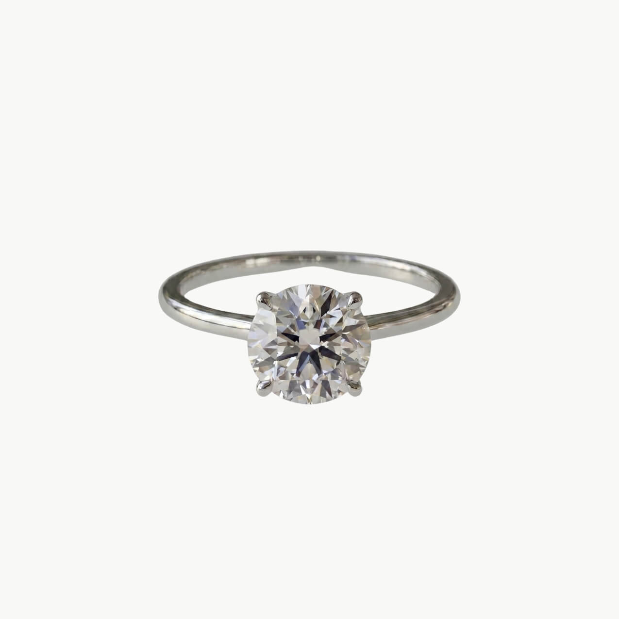 Diamond Round Solitaire Engagement Ring - Platinum