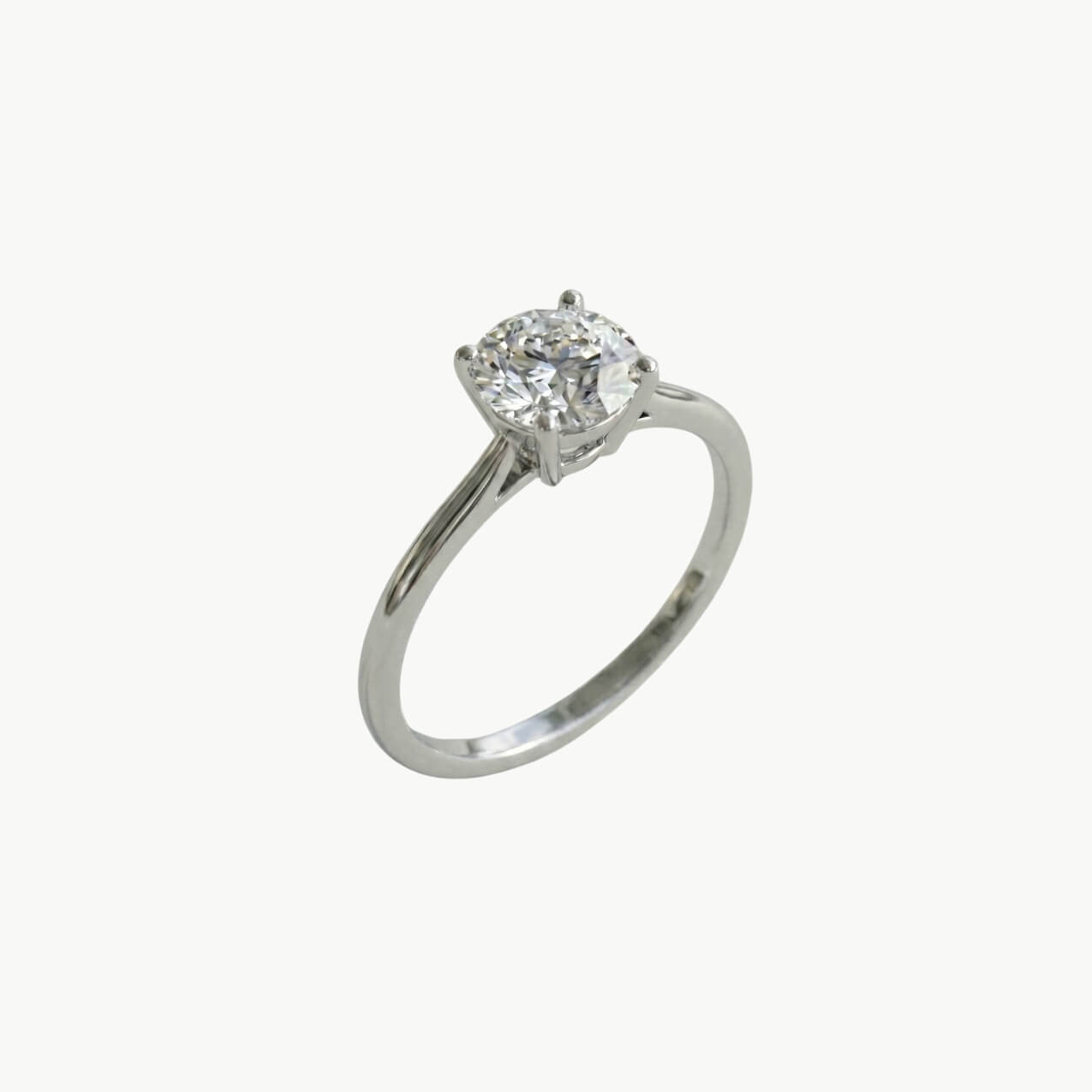 Diamond Round Solitaire Engagement Ring - Platinum - Image 2