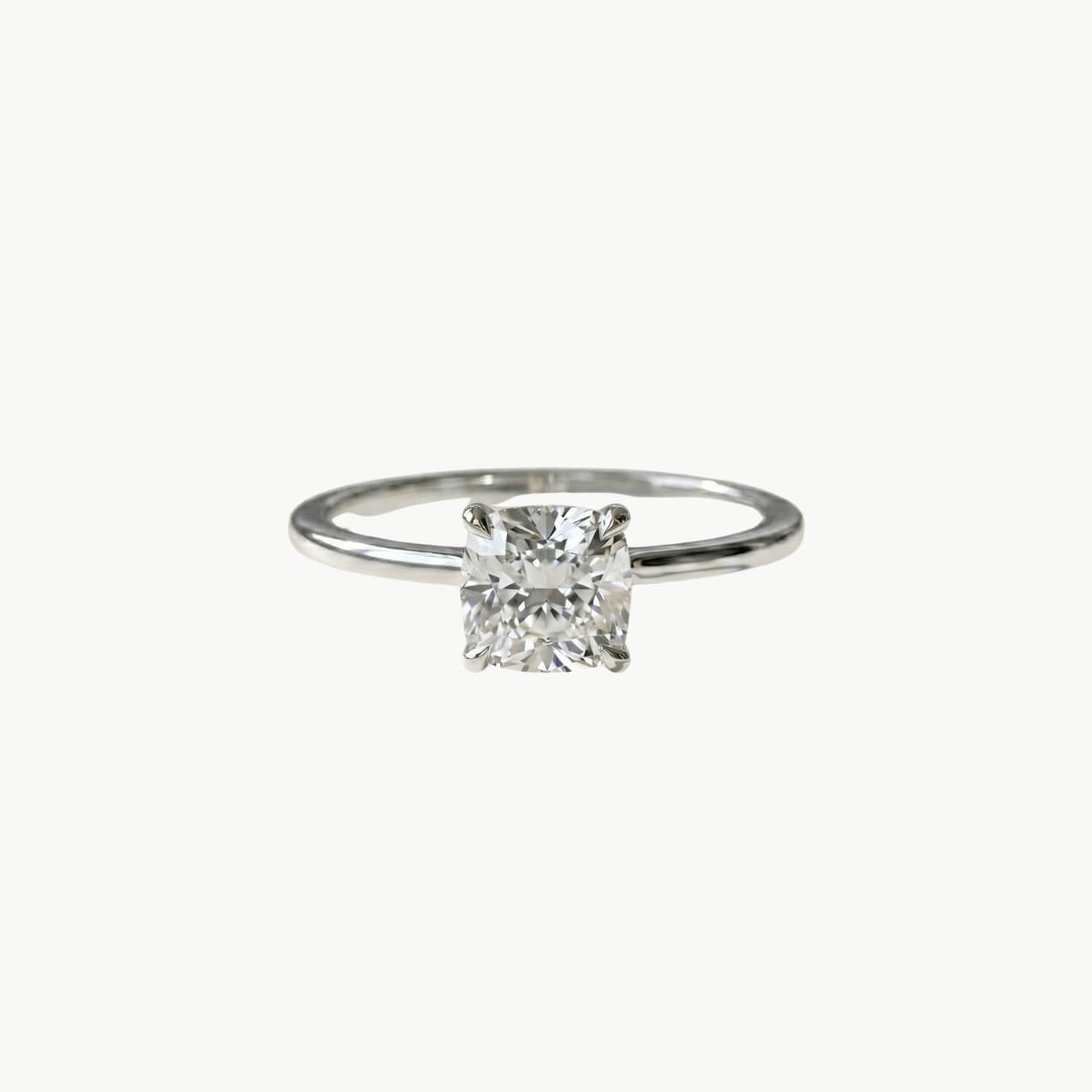 Diamond Square Cushion Solitaire Engagement Ring - Platinum