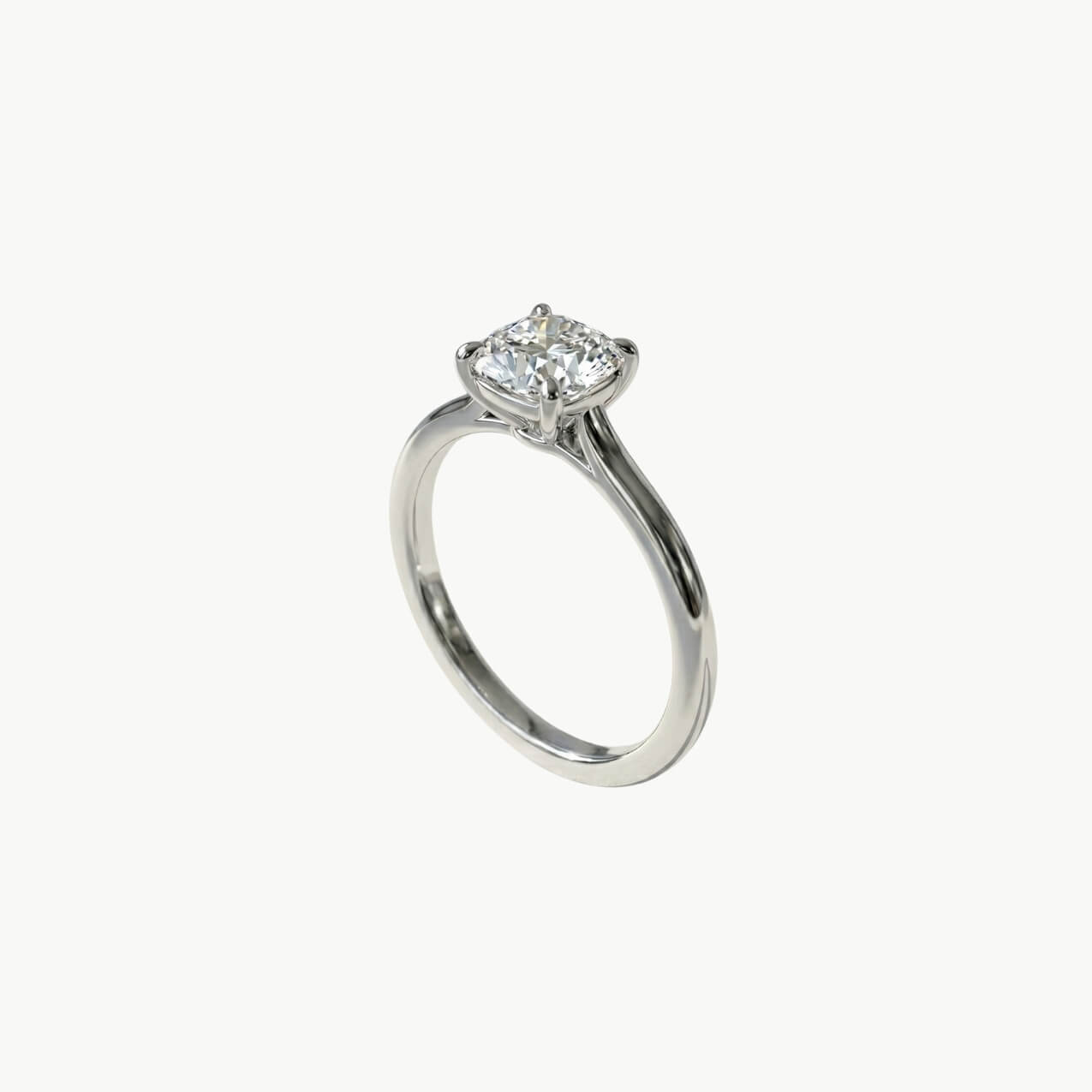 Diamond Square Cushion Solitaire Engagement Ring - Platinum - Image 2