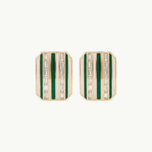 Diamond Green Enamel Earrings