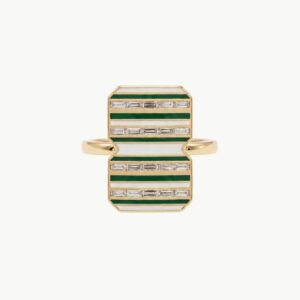 Diamond Green Enamel Ring