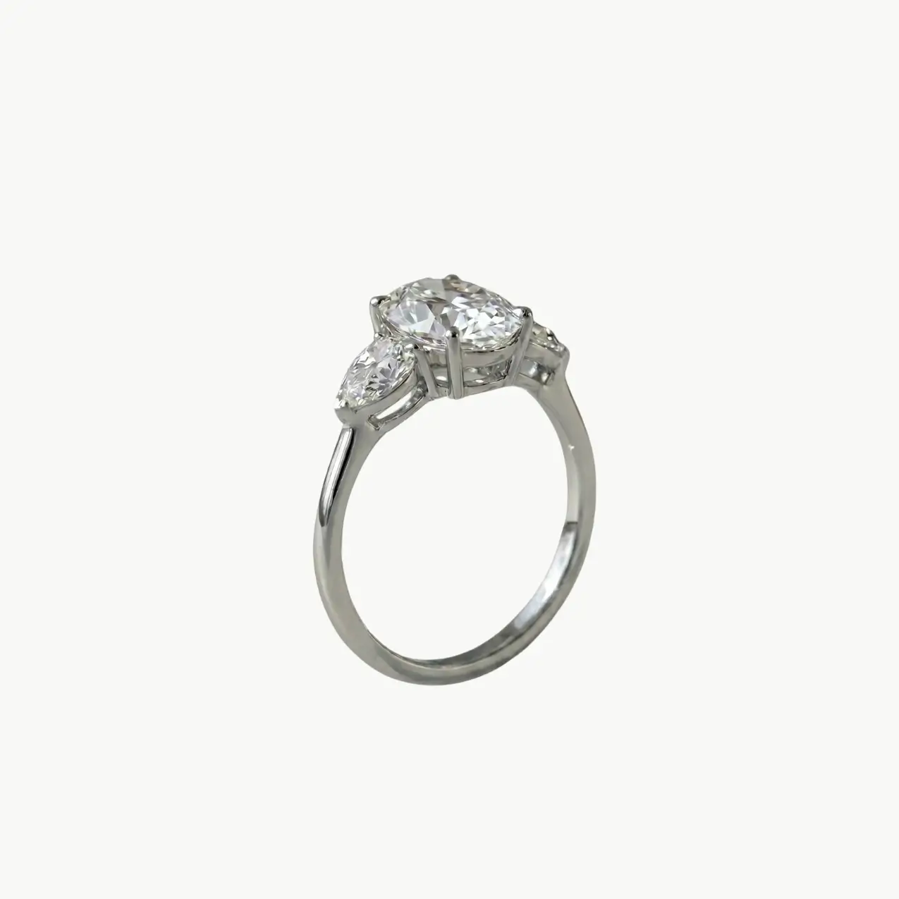 Diamond Oval Trilogy Pear Engagement Ring - Image 2