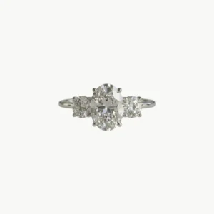 Diamond Oval Trilogy Round Engagement Ring
