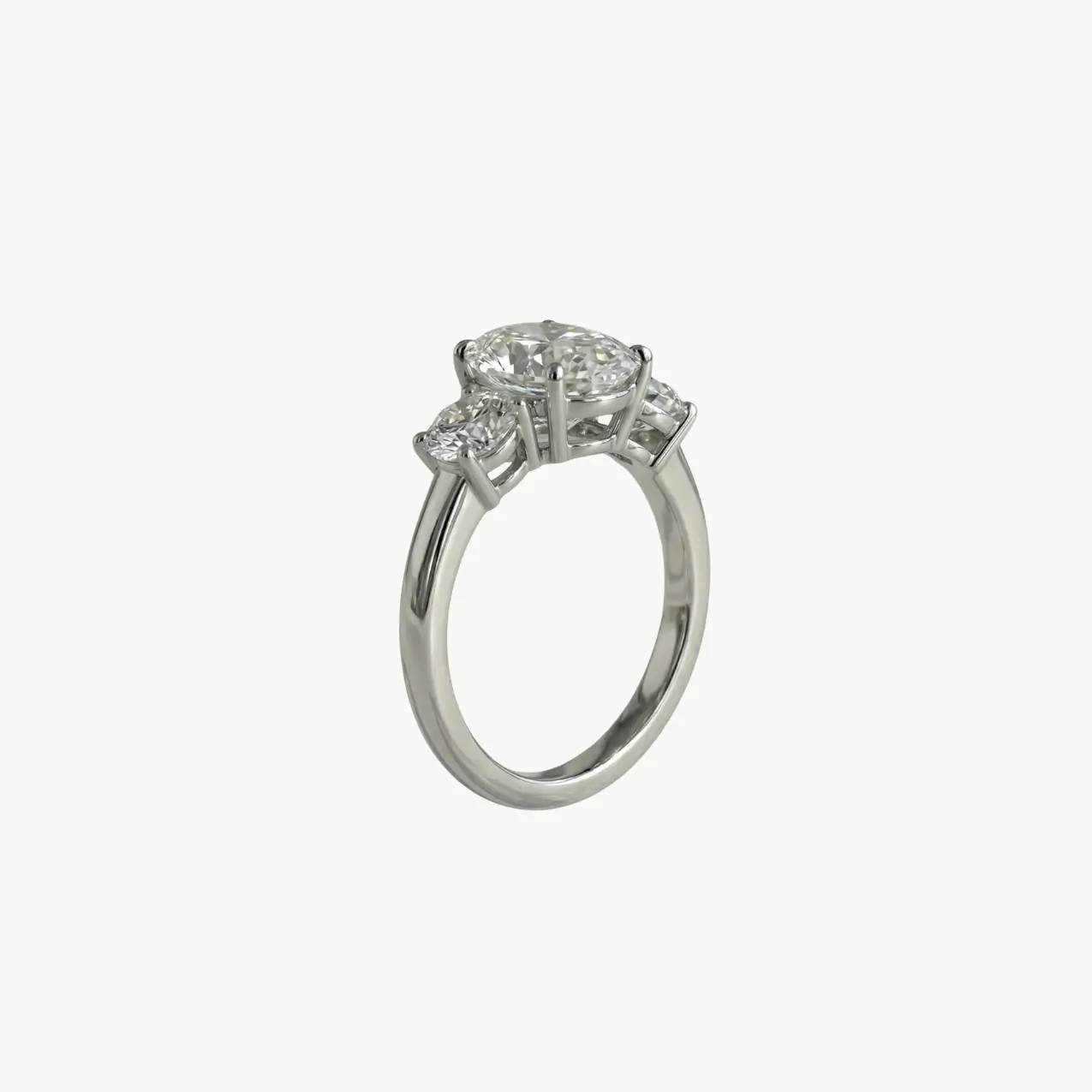 Diamond Oval Trilogy Round Engagement Ring - Image 2