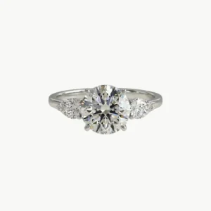 Diamond Round Trilogy Pear Engagement Ring