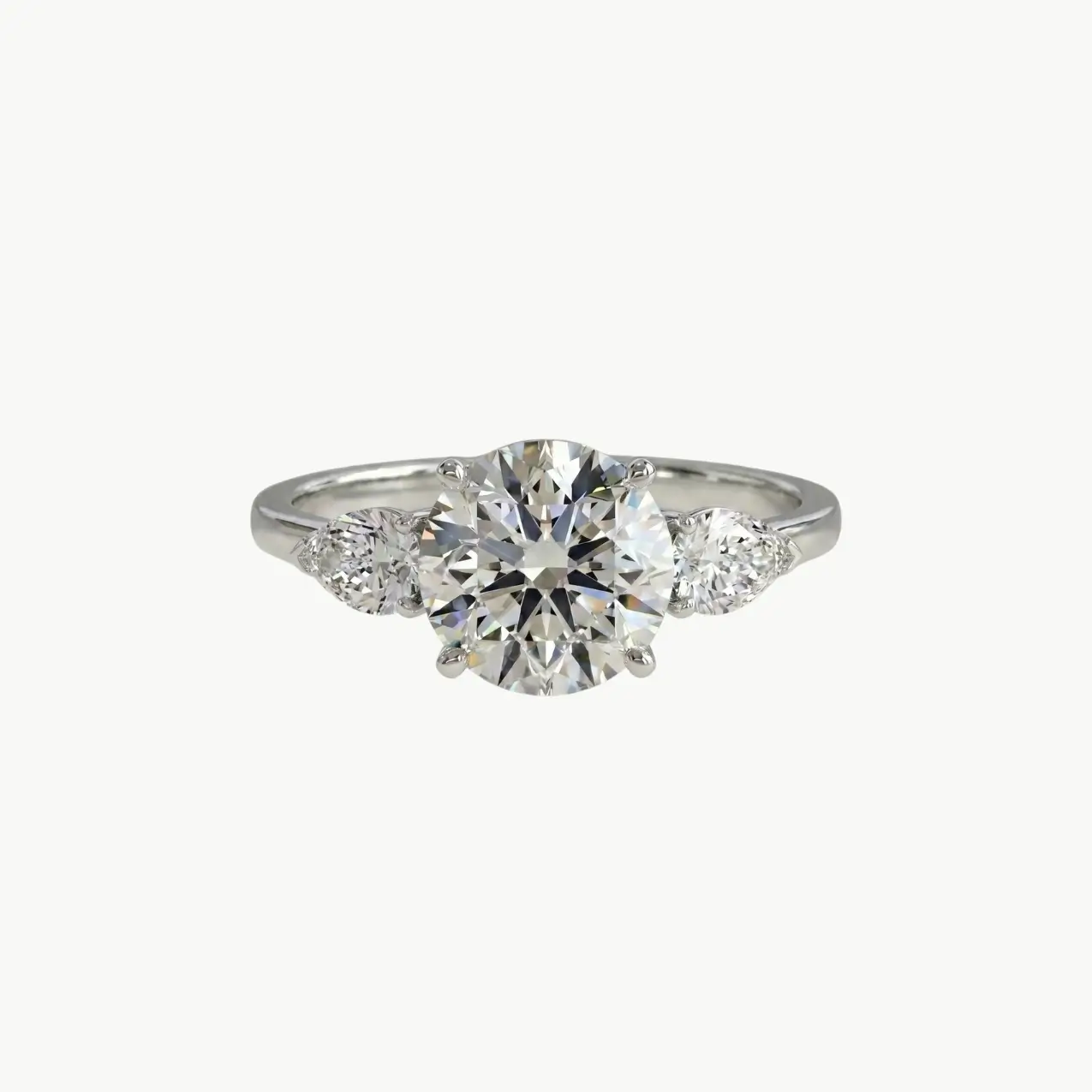 Diamond Round Trilogy Pear Engagement Ring