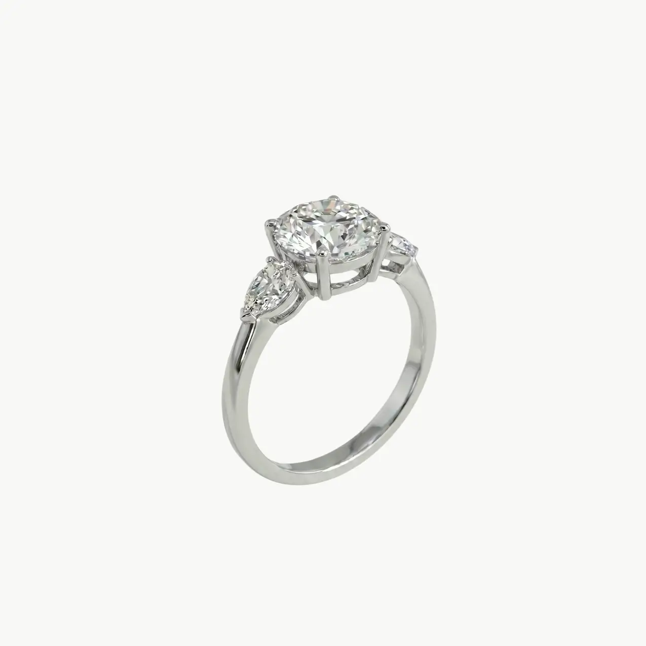 Diamond Round Trilogy Pear Engagement Ring - Image 2