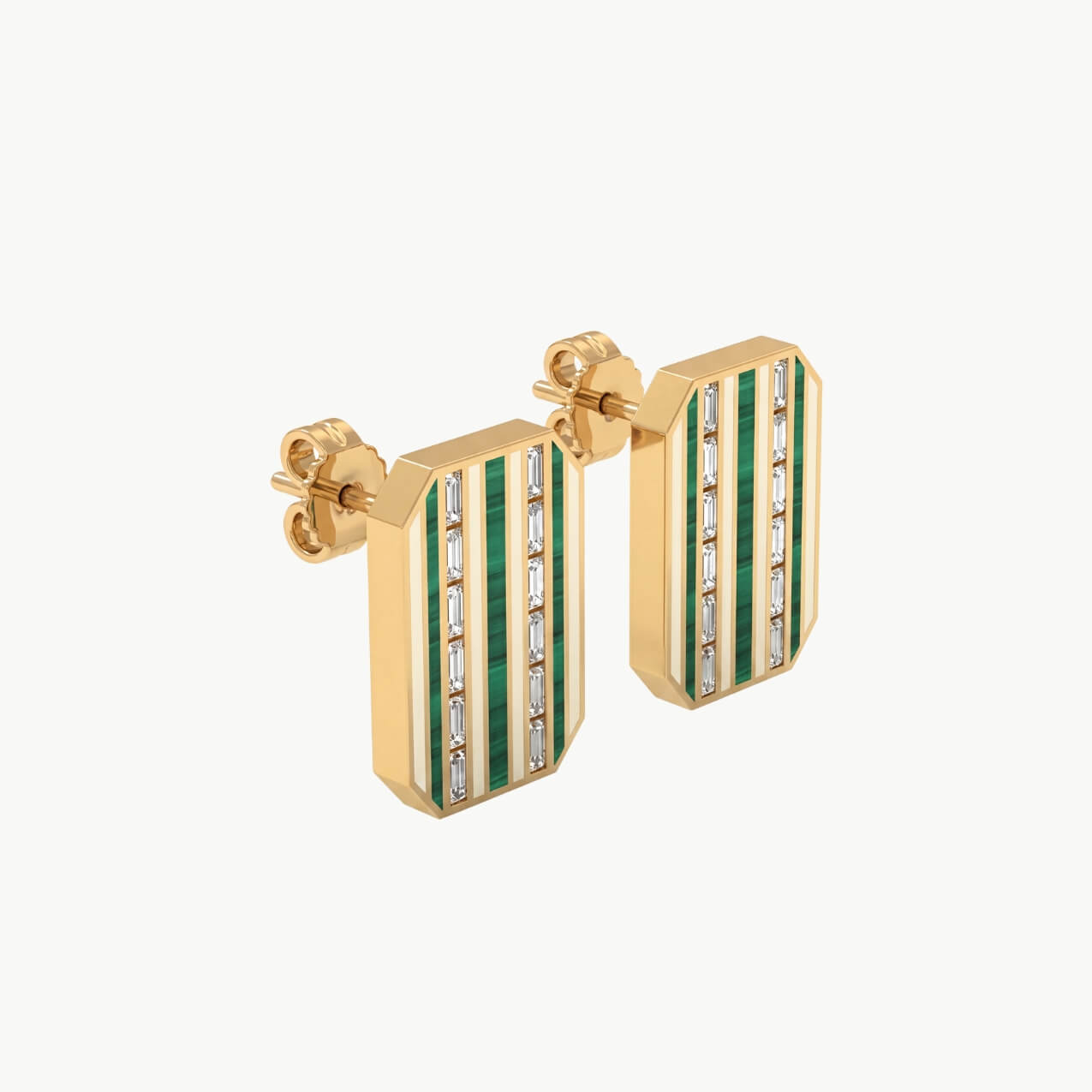 Diamond 1.33ct Green Enamel Earrings - Image 2