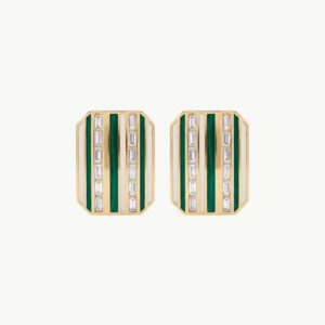 Diamond 1.33ct Green Enamel Earrings