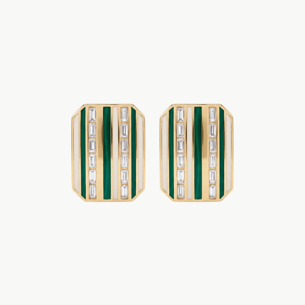Diamond 1.33ct Green Enamel Earrings