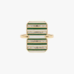 Diamond 0.55ct Green Enamel Ring