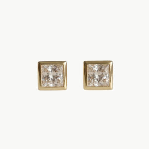 Diamond 0.6ct Princess Bezel Studs